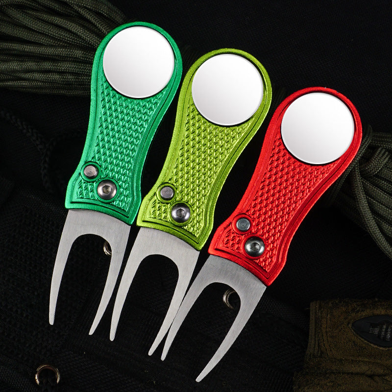 Horquilla Reparadora de Green de Golf con Mango Plegable
