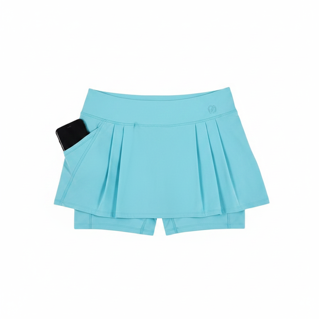 Falda deportiva de golf 2 en 1 con shorts integrados, fondo blanco